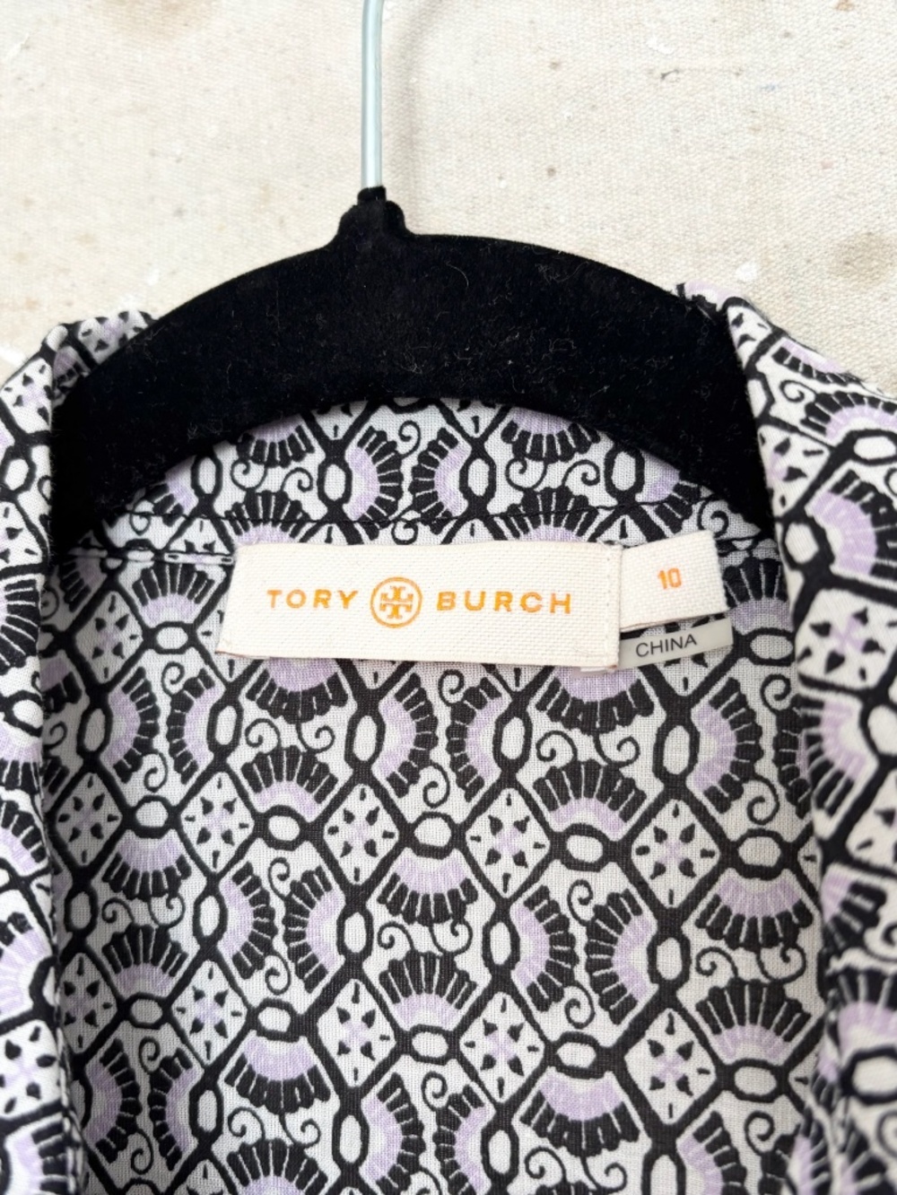 Tory Burch Brigitte Printed Button-Down Blouse, Carinthia Navy - Picture 4 of 7
